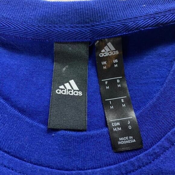 adidas Mens Sportswear Blue Short Sleeve White Logo T Shirt Size Medium​​​​​ - Picture 2 of 6